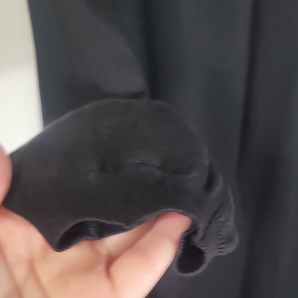 Leon Max Knit Sweater Dress Size L Black Silk Long Sleeve Ruffle Money Modest - Picture 8 of 16